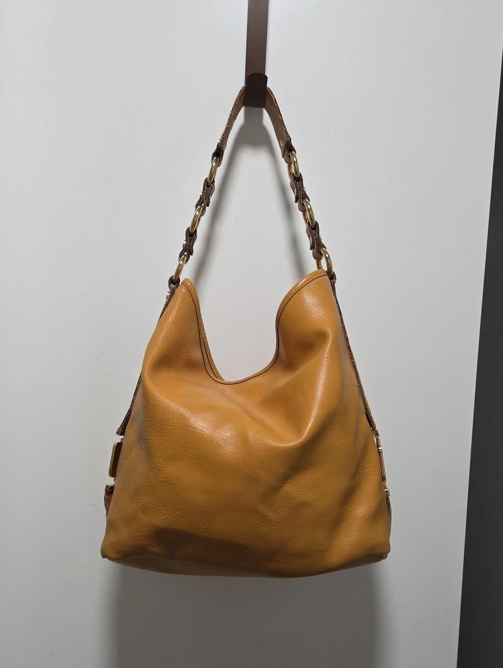 Dana Buchman Caramel Leather Shoulder Hobo Bag